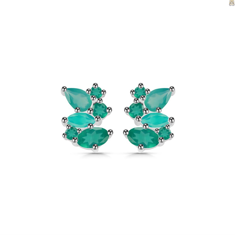 Green Onyx Stud Earring GRO-RDE-1261.