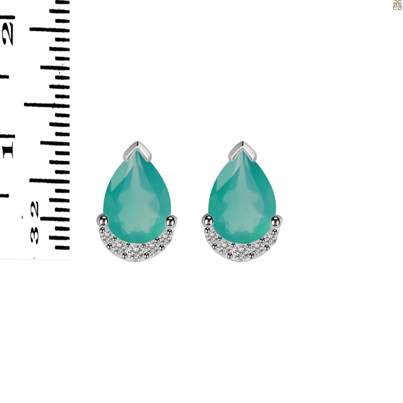 Green Onyx & White Topaz Stud Earring GRO-RDE-1262.