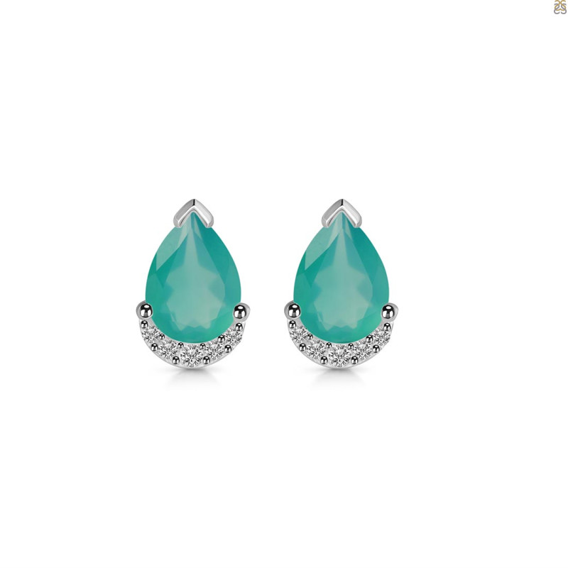 Green Onyx & White Topaz Stud Earring GRO-RDE-1262.