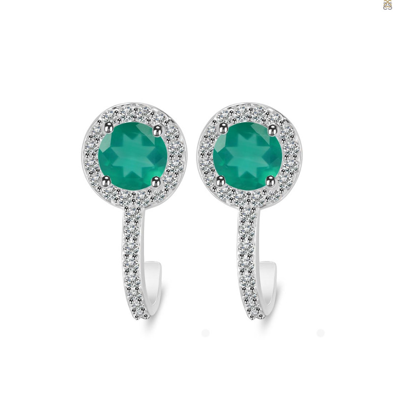 Green Onyx & White Topaz Stud Earring GRO-RDE-1264.