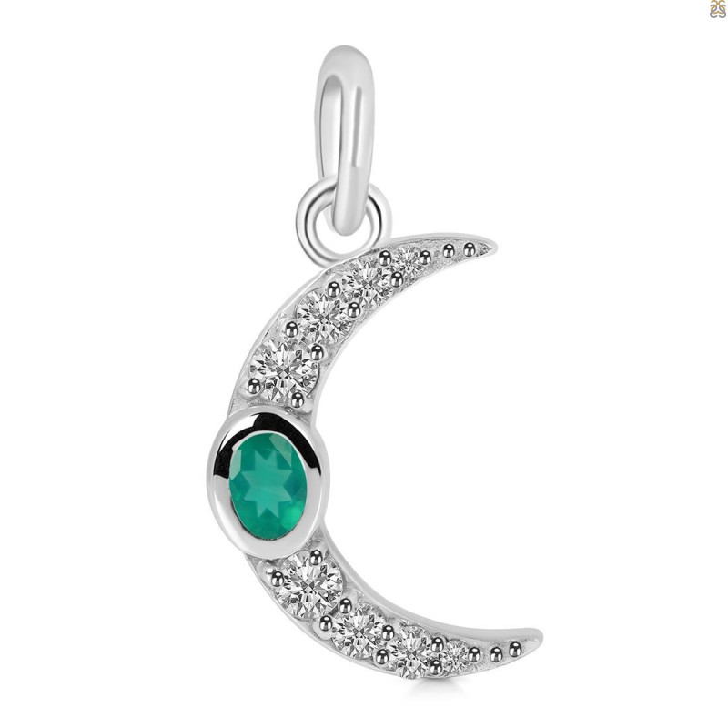 Green Onyx & White Topaz Pendant GRO-RDP-691.