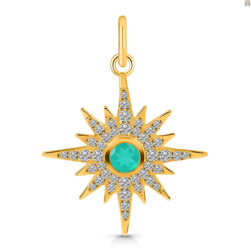 Green Onyx & White Topaz Pendant GRO-RDP-693.