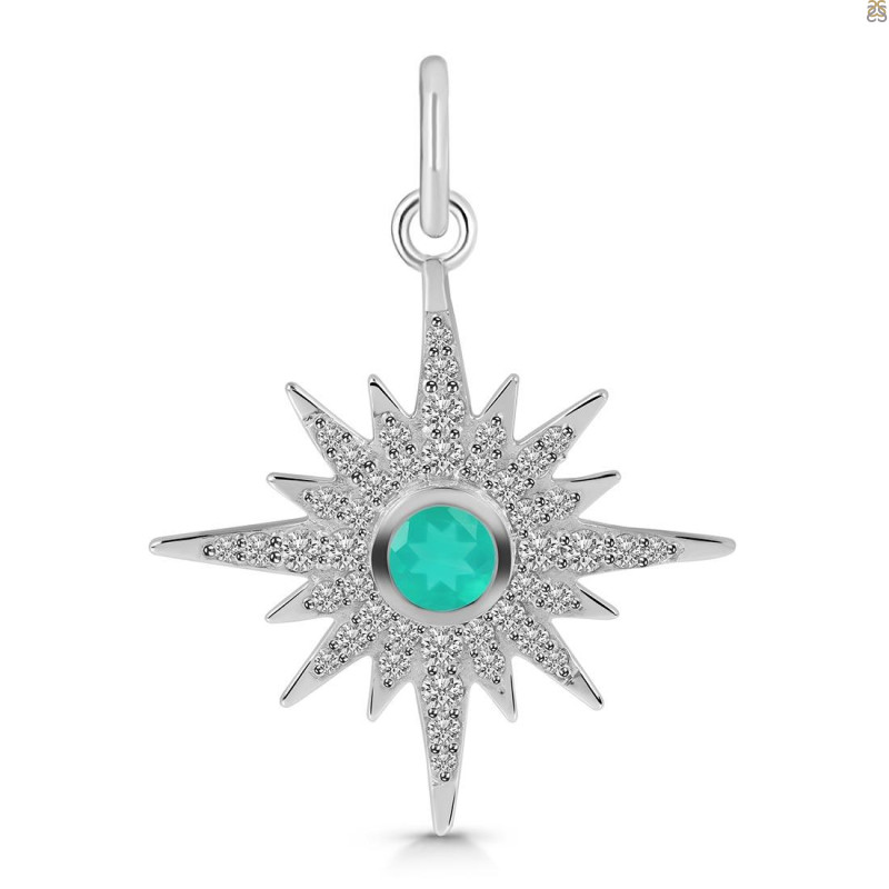 Green Onyx & White Topaz Pendant GRO-RDP-693.