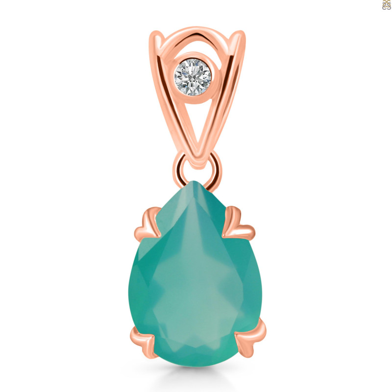 Green Onyx & White Topaz Pendant GRO-RDP-746-V-LOOP.