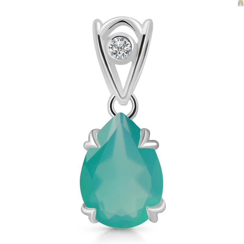 Green Onyx & White Topaz Pendant GRO-RDP-746-V-LOOP.