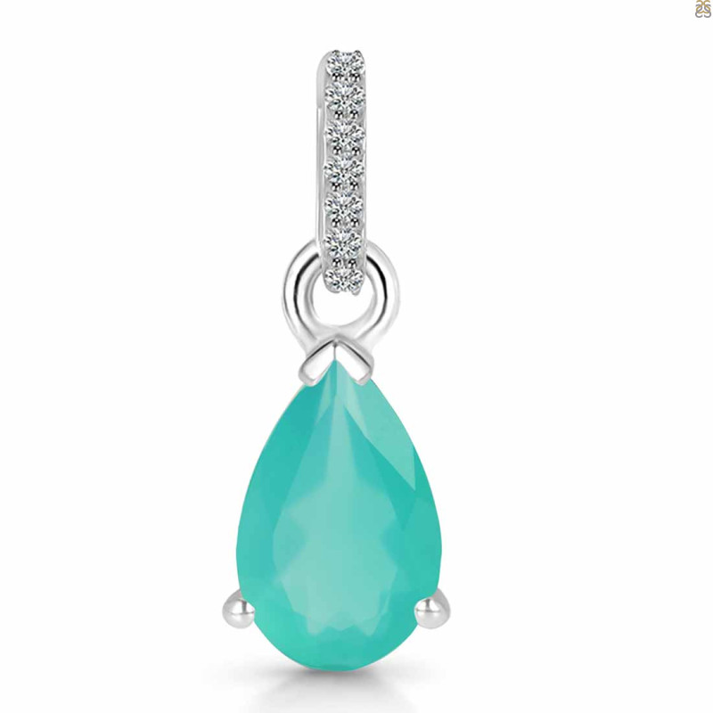Green Onyx & White Topaz Pendant GRO-RDP-757-CZ.