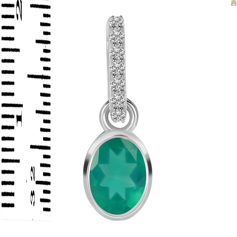 Green Onyx & White Topaz Pendant GRO-RDP-780-CZ-LOOP.