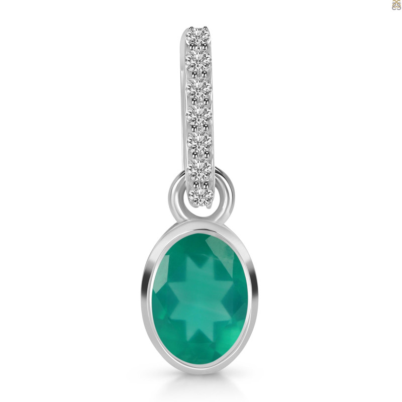 Green Onyx & White Topaz Pendant GRO-RDP-780-CZ-LOOP.