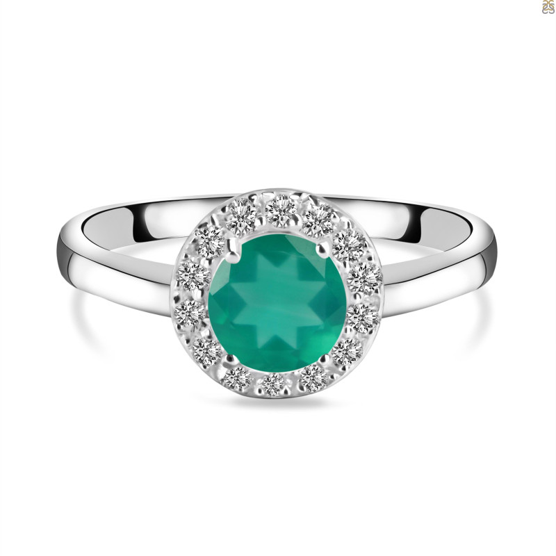 Green Onyx & White Topaz Ring GRO-RDR-1768.
