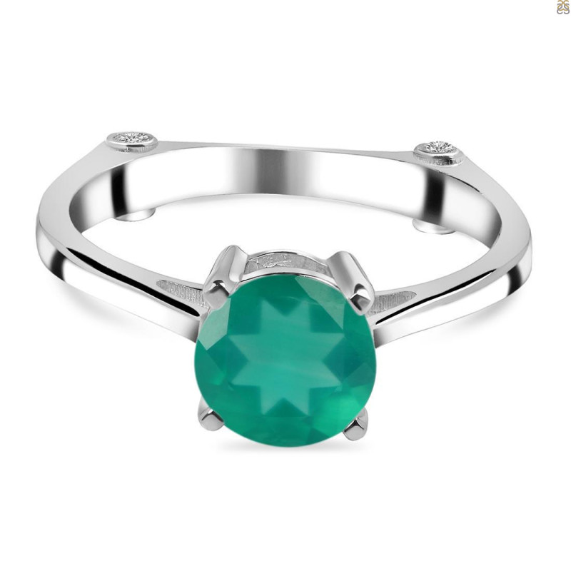 Green Onyx & White Topaz Ring GRO-RDR-1786.