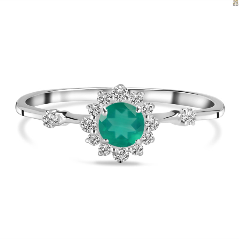 Green Onyx & White Topaz Ring GRO-RDR-1937.