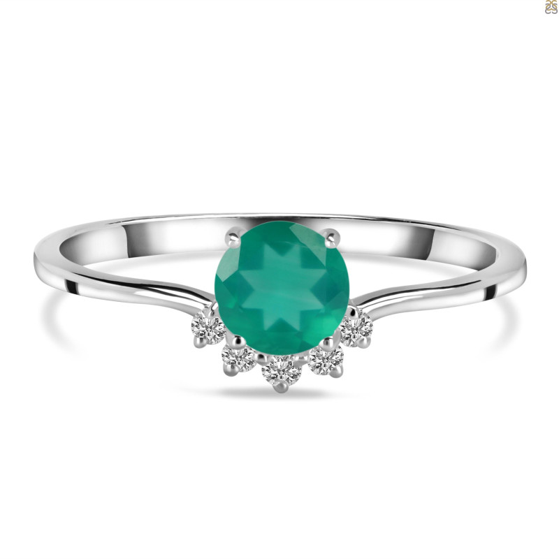 Green Onyx & White Topaz Ring GRO-RDR-1942.