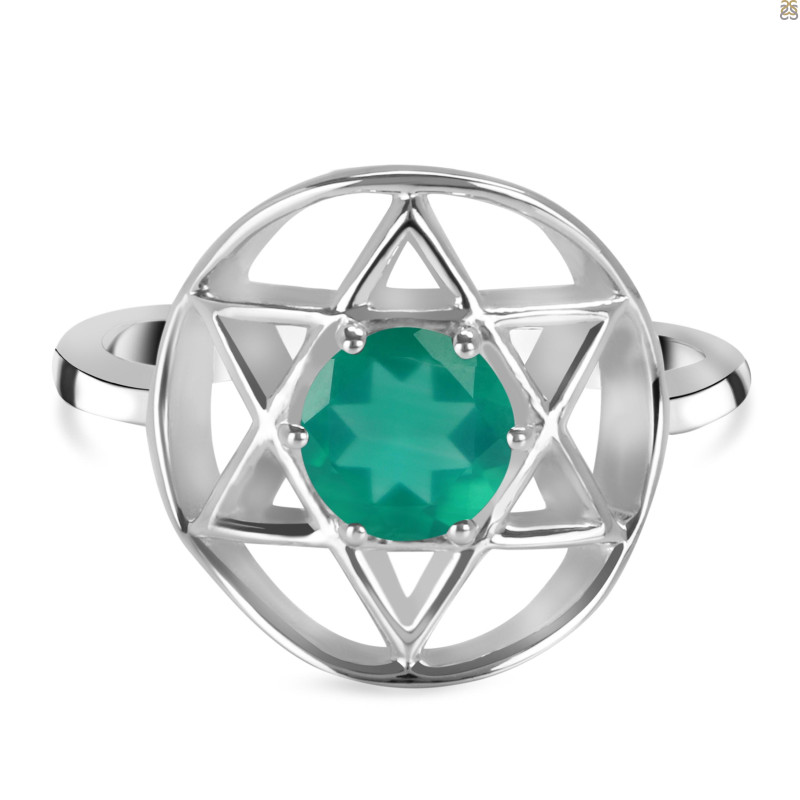 Green Onyx Pentacle Ring GRO-RDR-2137.
