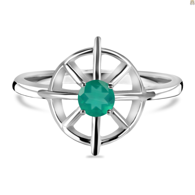 Green Onyx Dharma Wheel Ring GRO-RDR-2147.