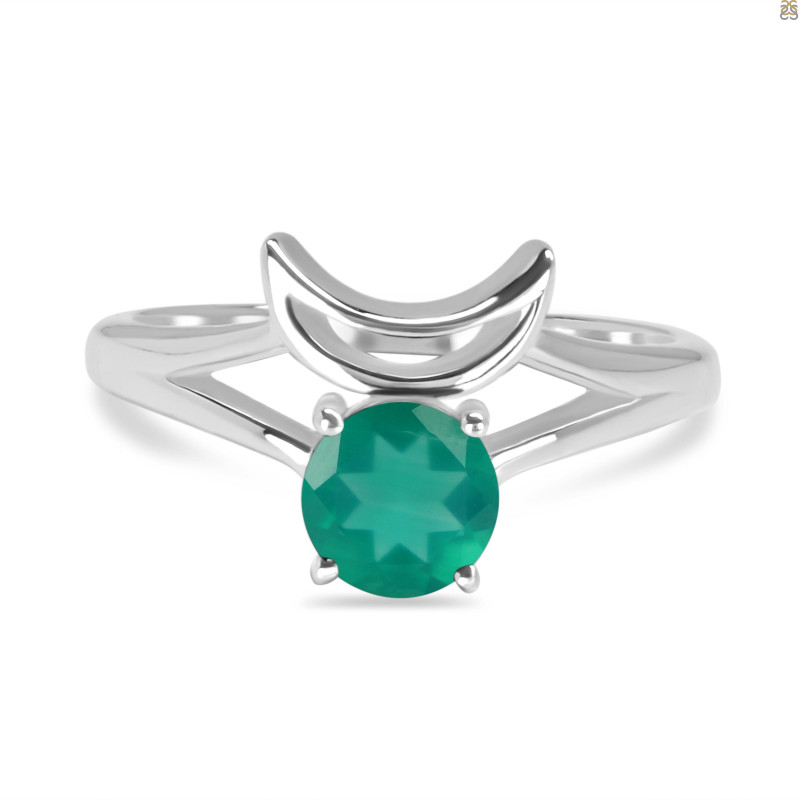 Green Onyx Crescent Moon Ring GRO-RDR-2151.