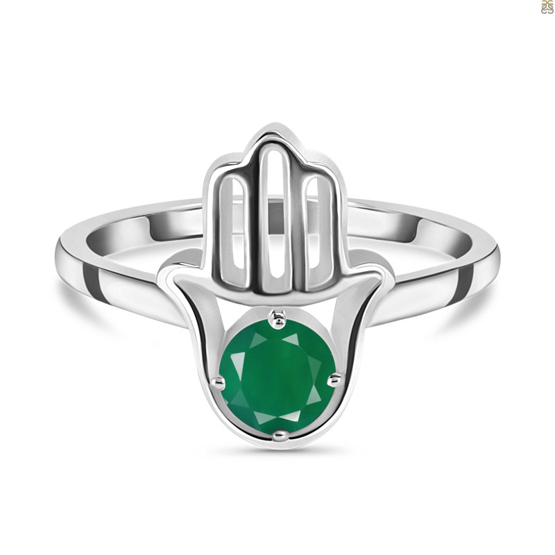 Green Onyx Hamsa Hand Ring GRO-RDR-2163.