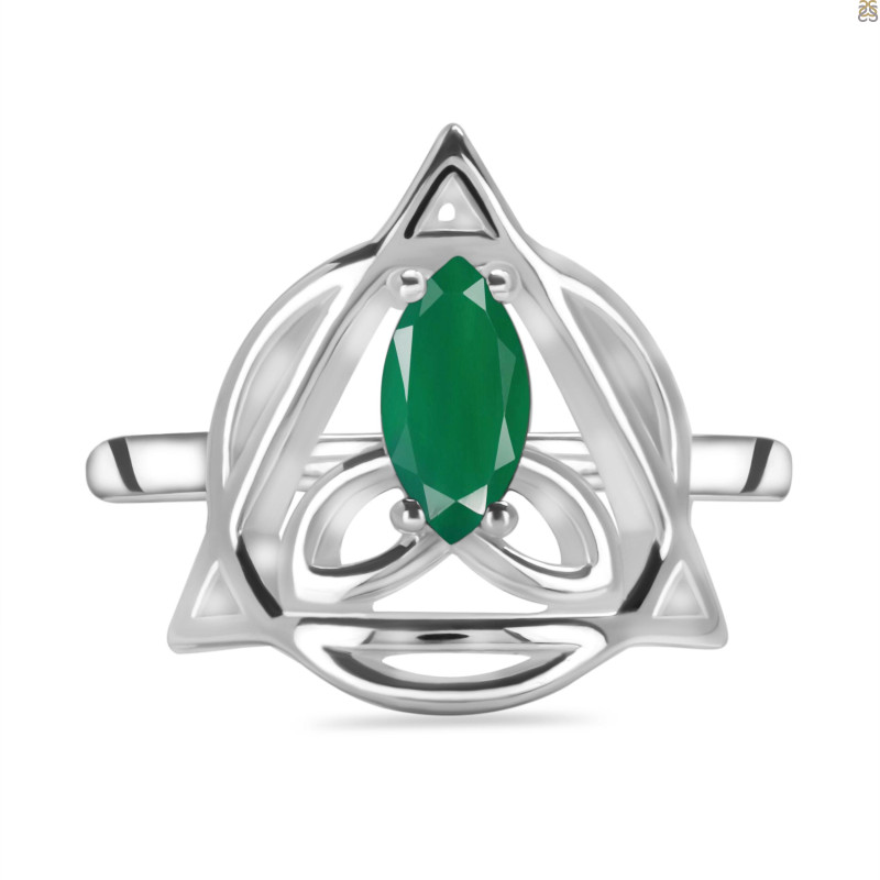 Green Onyx Triquetra Ring GRO-RDR-2166.