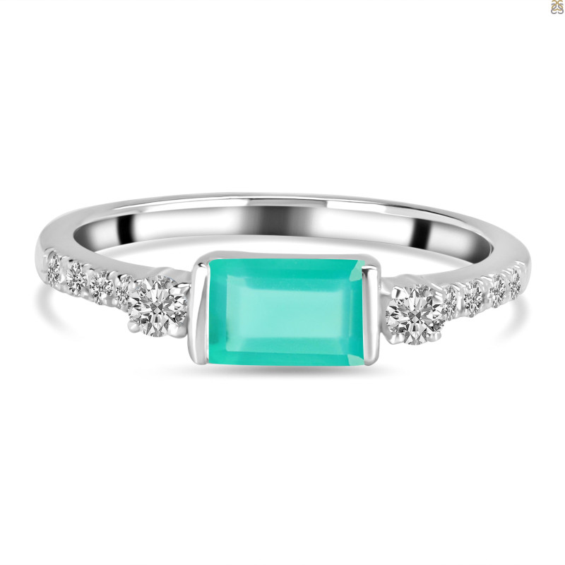 Green Onyx & White Topaz Ring GRO-RDR-2186.