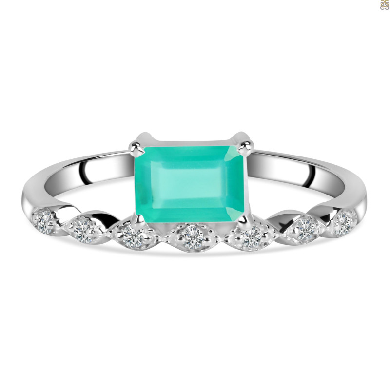 Green Onyx & White Topaz Ring GRO-RDR-2199.