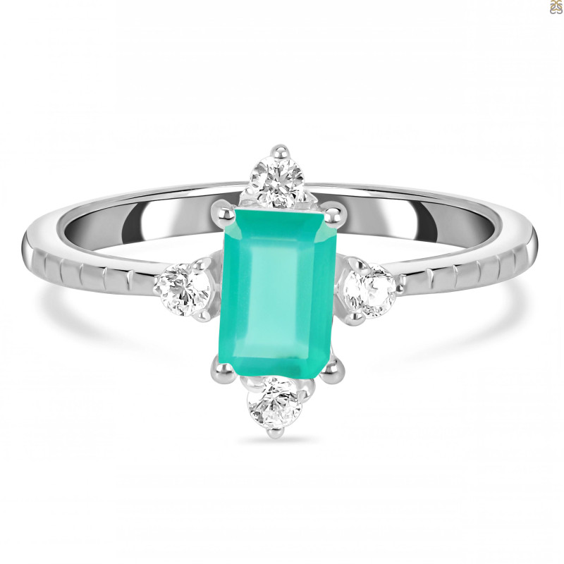 Green Onyx & White Topaz Ring GRO-RDR-2210.