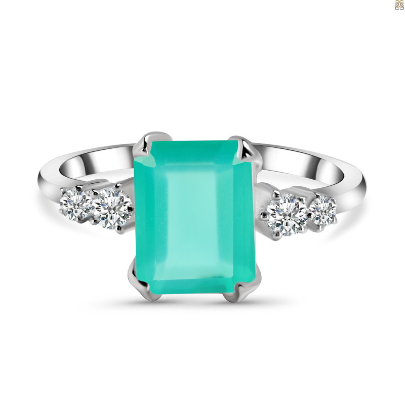 Green Onyx & White Topaz Ring GRO-RDR-2215.