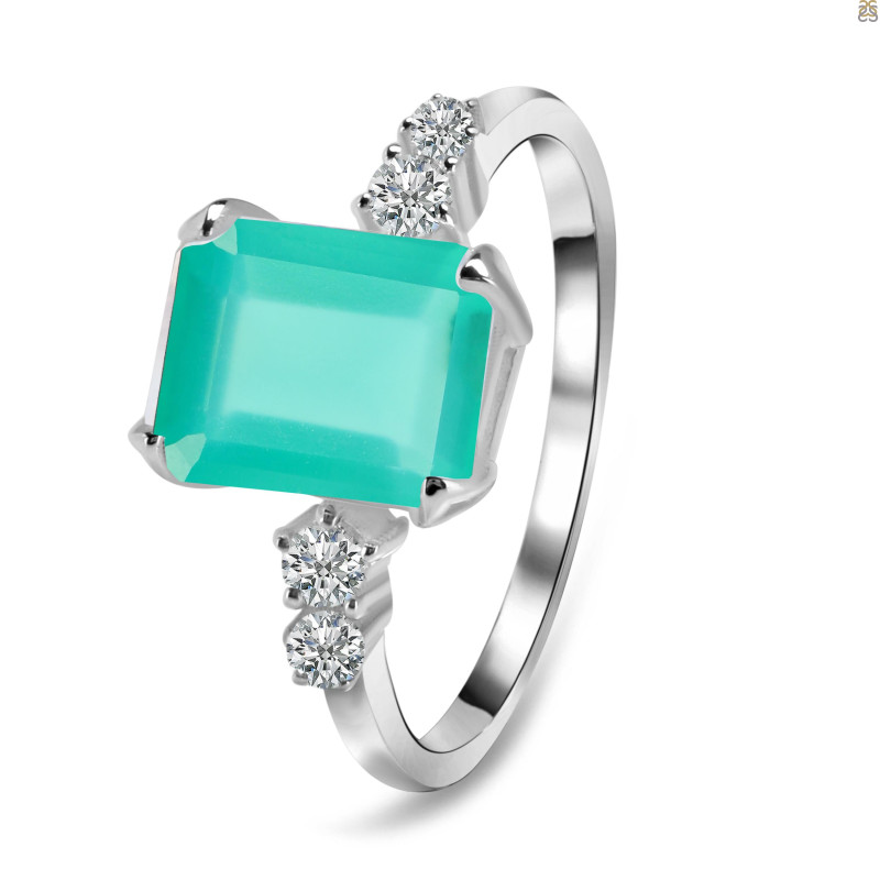 Green Onyx & White Topaz Ring GRO-RDR-2215.