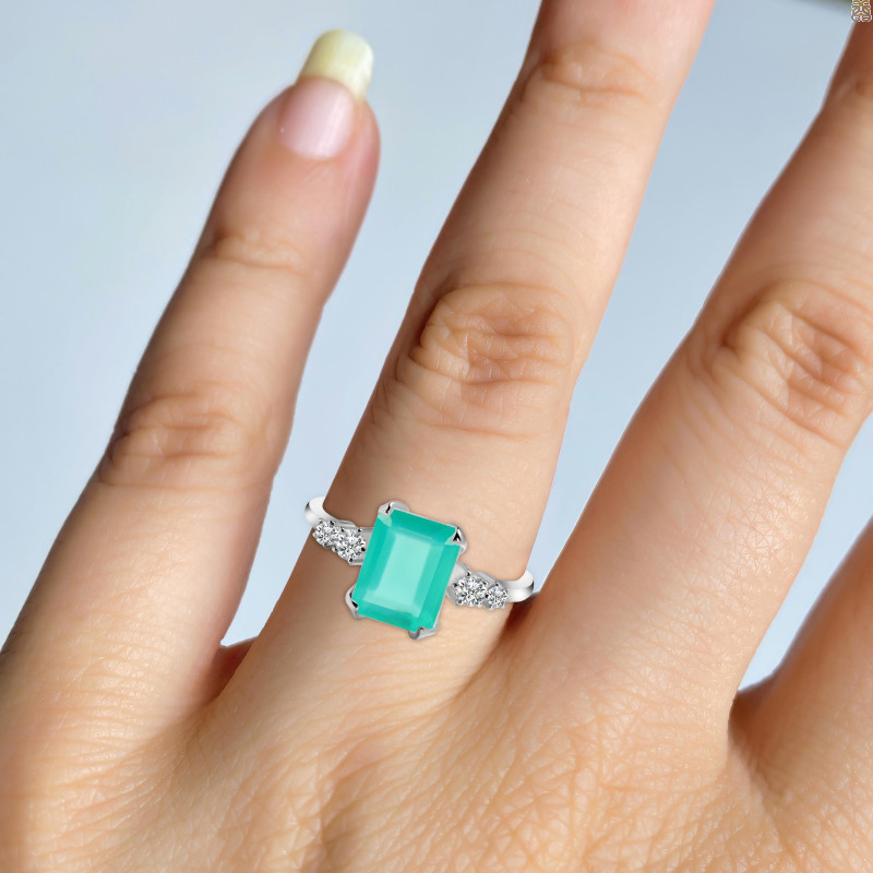 Green Onyx & White Topaz Ring GRO-RDR-2215.