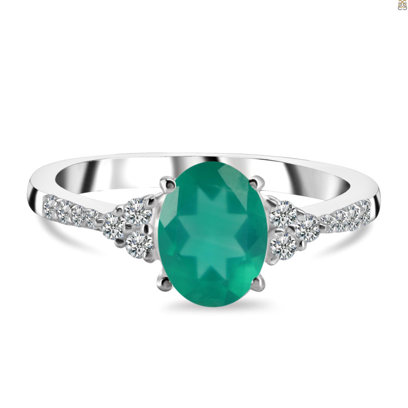 Green Onyx & White Topaz Ring GRO-RDR-2219.