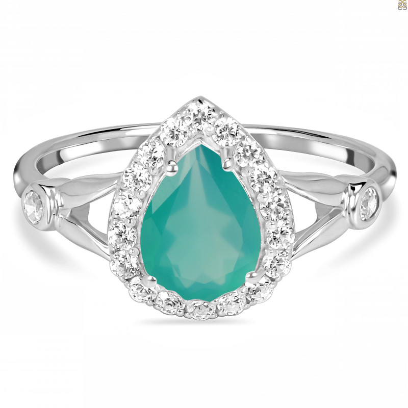 Green Onyx & White Topaz Ring GRO-RDR-2243.