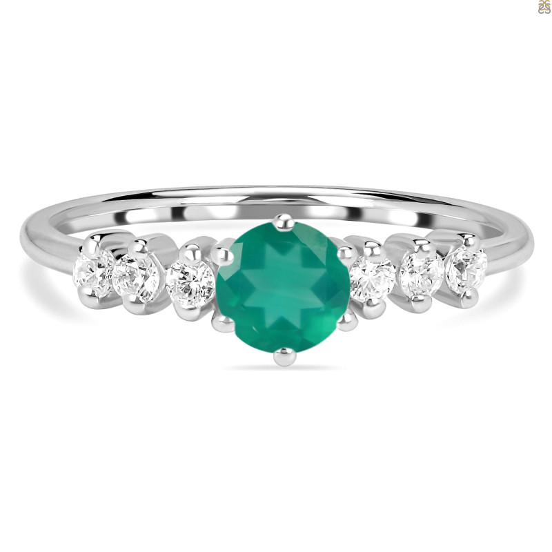 Green Onyx & White Topaz Ring GRO-RDR-2259.