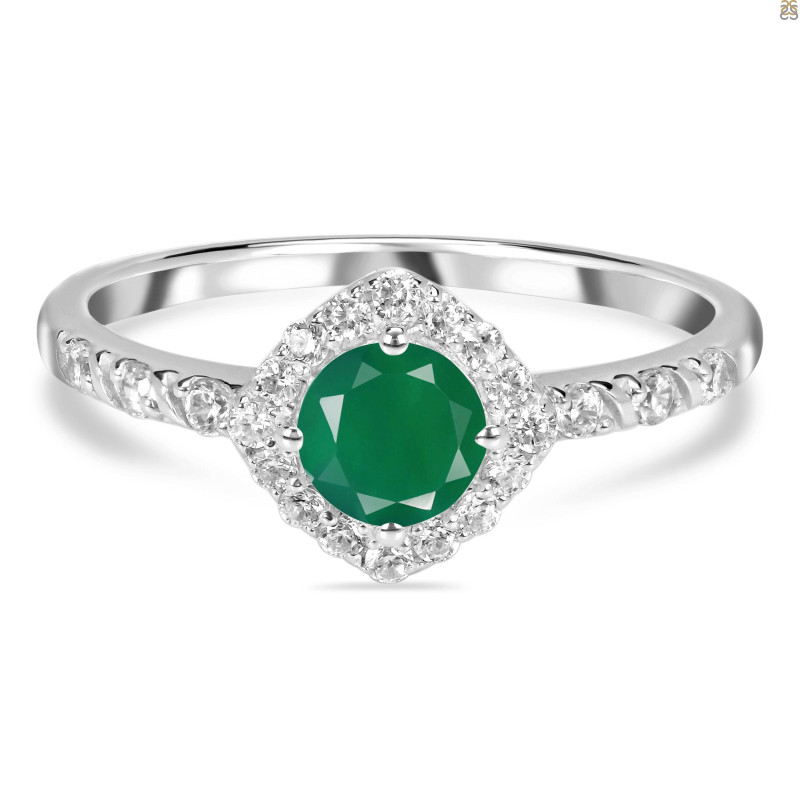 Green Onyx & White Topaz Ring GRO-RDR-2260.