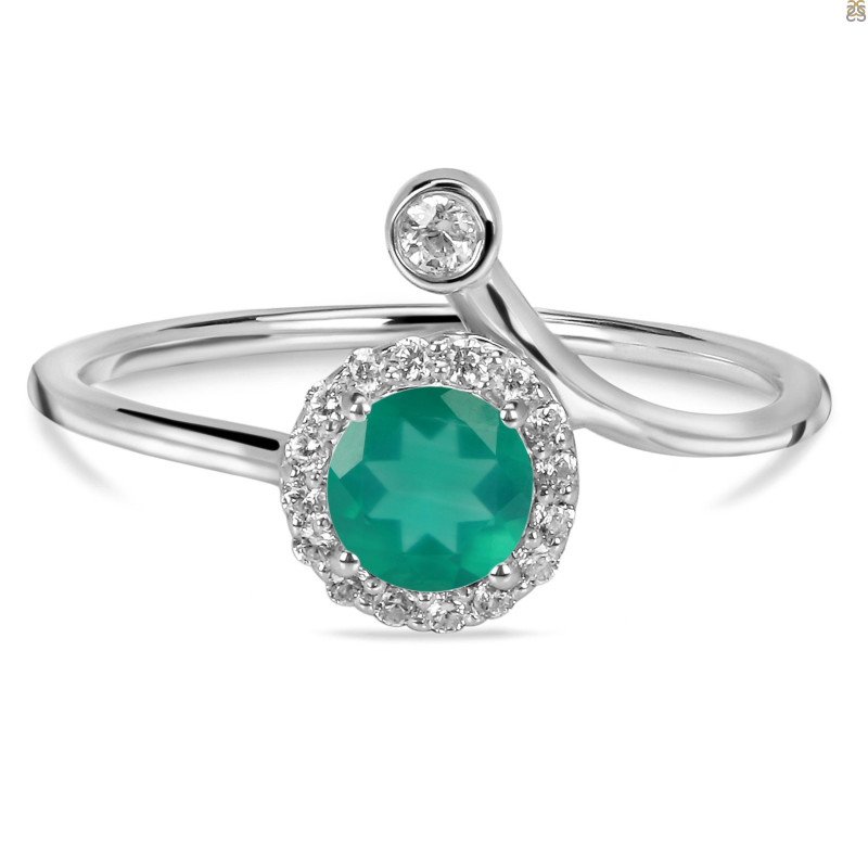 Green Onyx & White Topaz Ring GRO-RDR-2261.