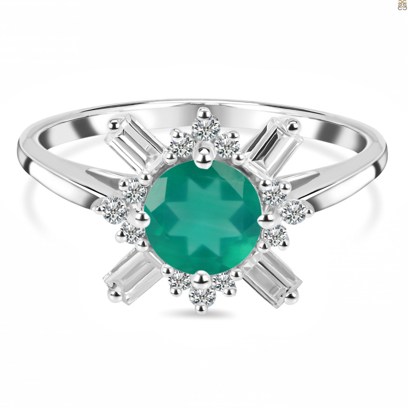 Green Onyx & White Topaz Ring GRO-RDR-2264.