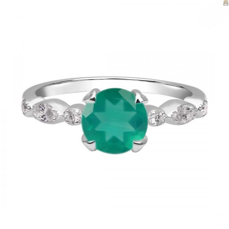 Green Onyx & White Topaz Ring GRO-RDR-2269.