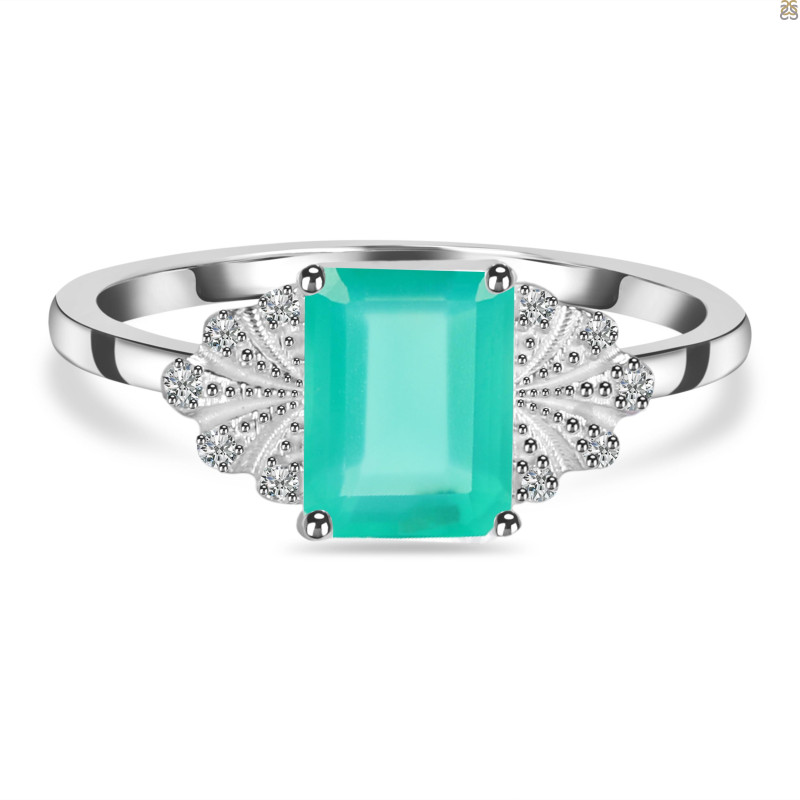 Green Onyx & White Topaz Ring GRO-RDR-2272.
