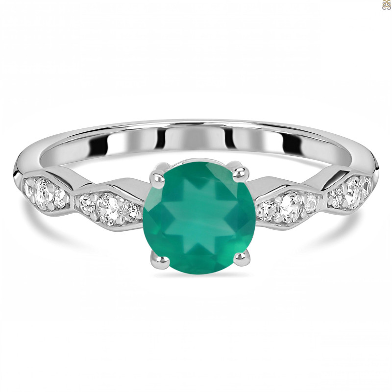 Green Onyx & White Topaz Ring GRO-RDR-2288.
