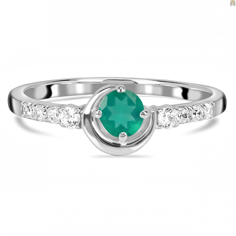Green Onyx & White Topaz Ring GRO-RDR-2292.