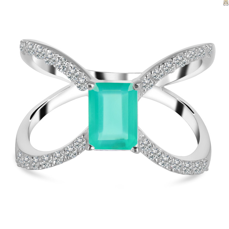 Green Onyx & White Topaz Ring GRO-RDR-2293.