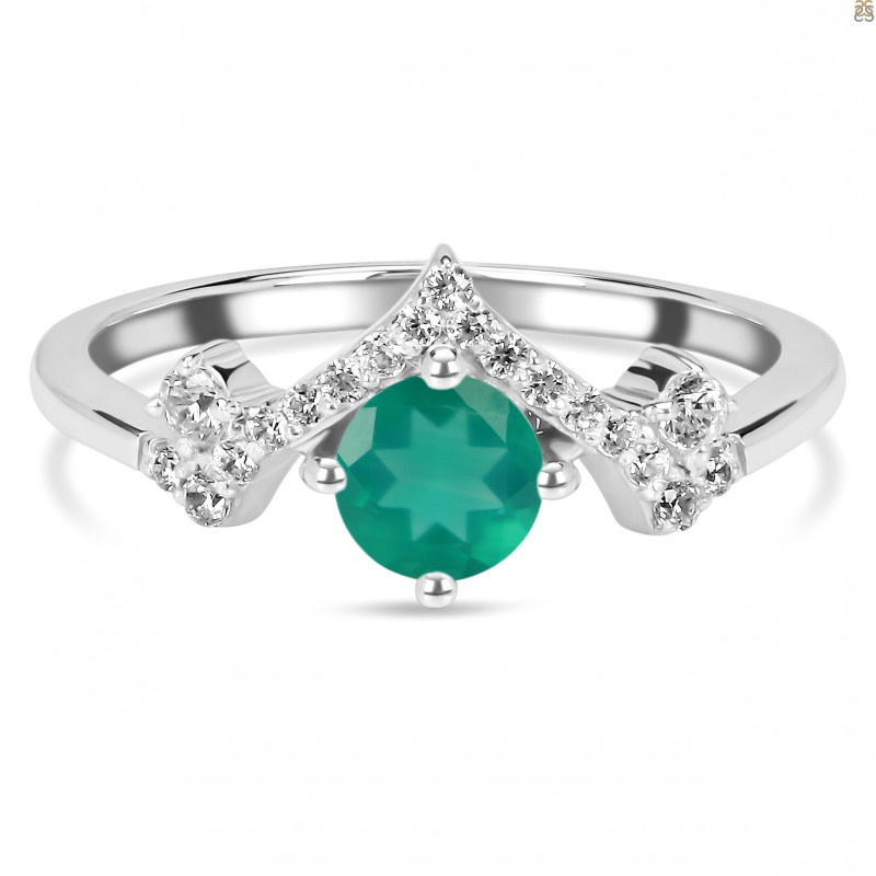 Green Onyx & White Topaz Ring GRO-RDR-2296.
