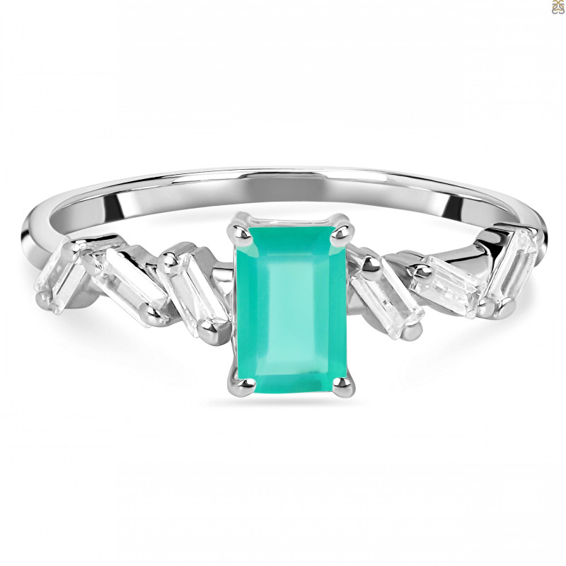 Green Onyx & White Topaz Ring GRO-RDR-2306.