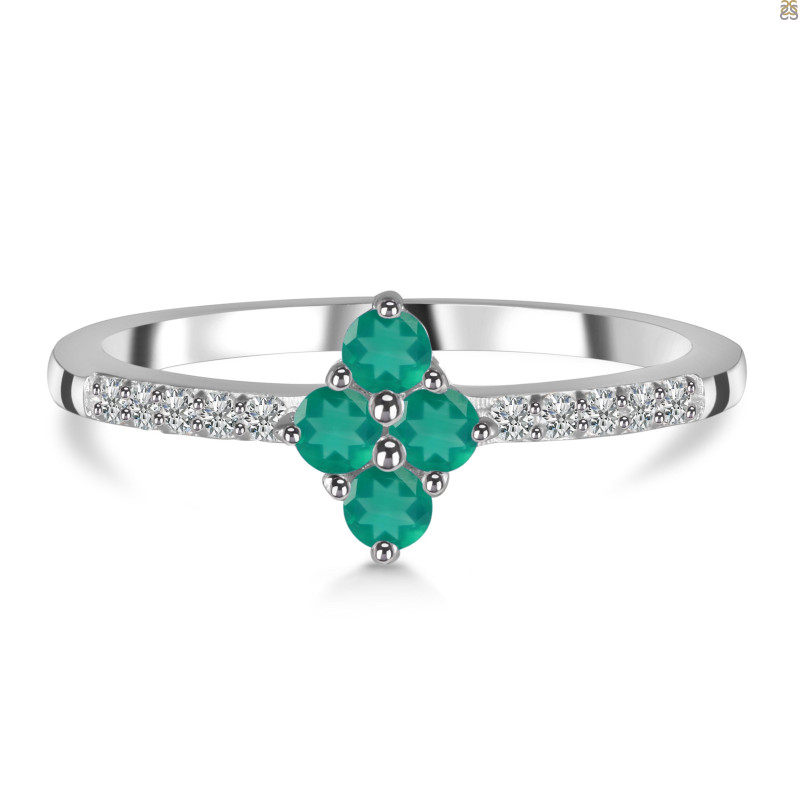 Green Onyx & White Topaz Ring GRO-RDR-2534.