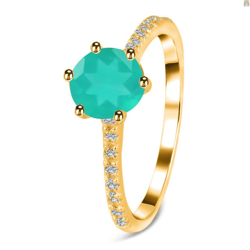 Green Onyx & White Topaz Ring GRO-RDR-3140.