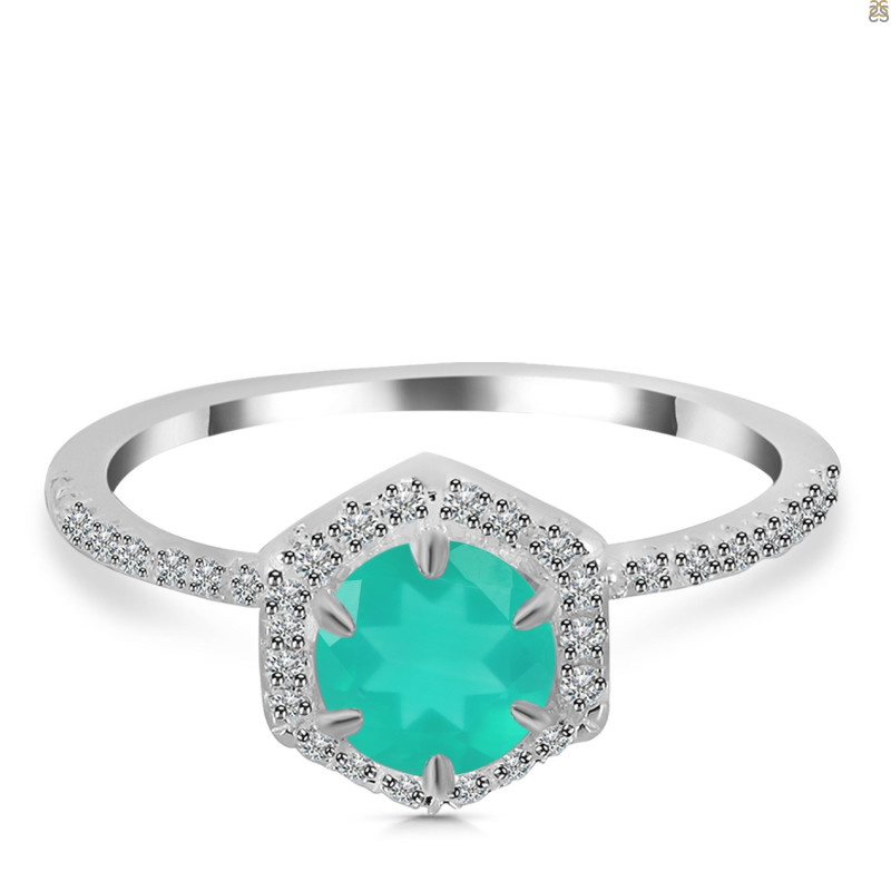 Green Onyx & White Topaz Ring GRO-RDR-3146.