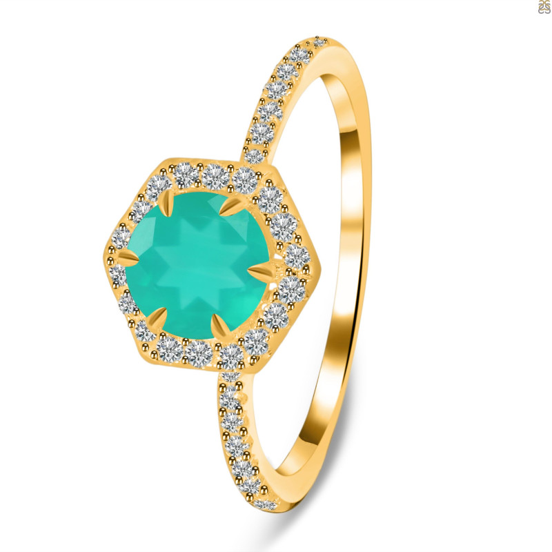 Green Onyx & White Topaz Ring GRO-RDR-3146.