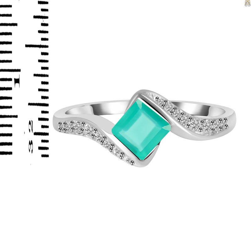 Green Onyx & White Topaz Ring GRO-RDR-346.