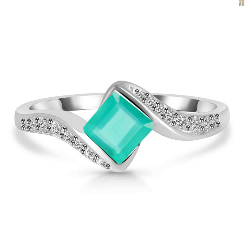 Green Onyx & White Topaz Ring GRO-RDR-346.