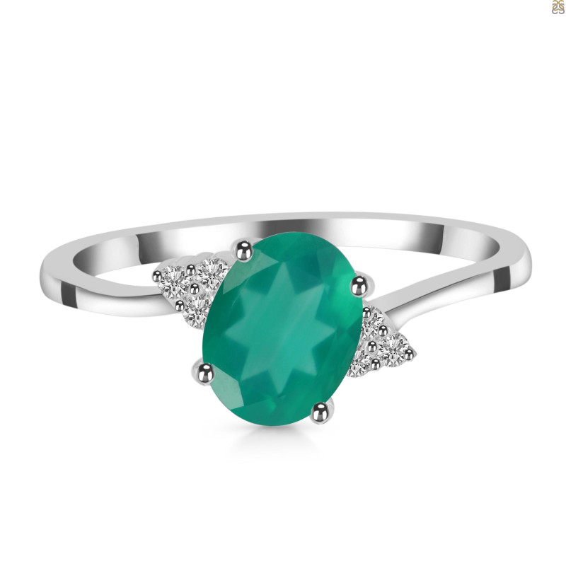 Green Onyx & White Topaz Ring GRO-RDR-351.