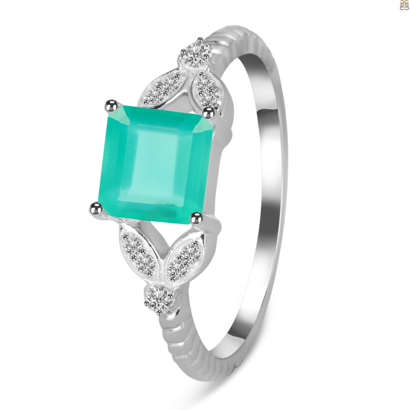 Green Onyx & White Topaz Ring GRO-RDR-353.