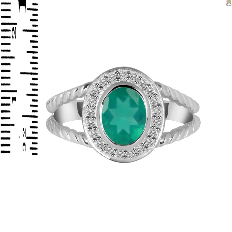 Green Onyx & White Topaz Ring GRO-RDR-359.