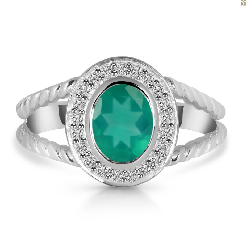 Green Onyx & White Topaz Ring GRO-RDR-359.